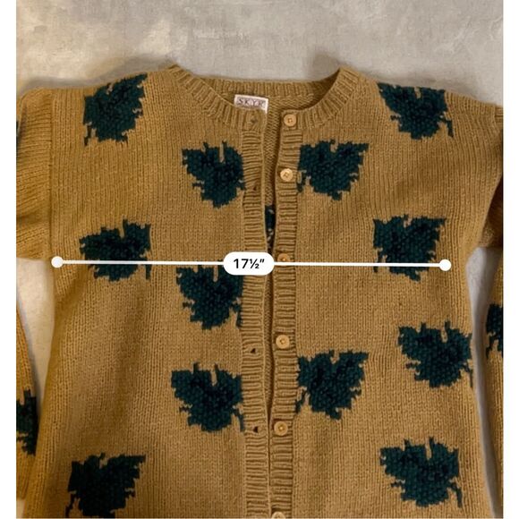 Women’s SHETLAND WOOL Green Leaves Cardigan sz40 - Picture 7 of 8